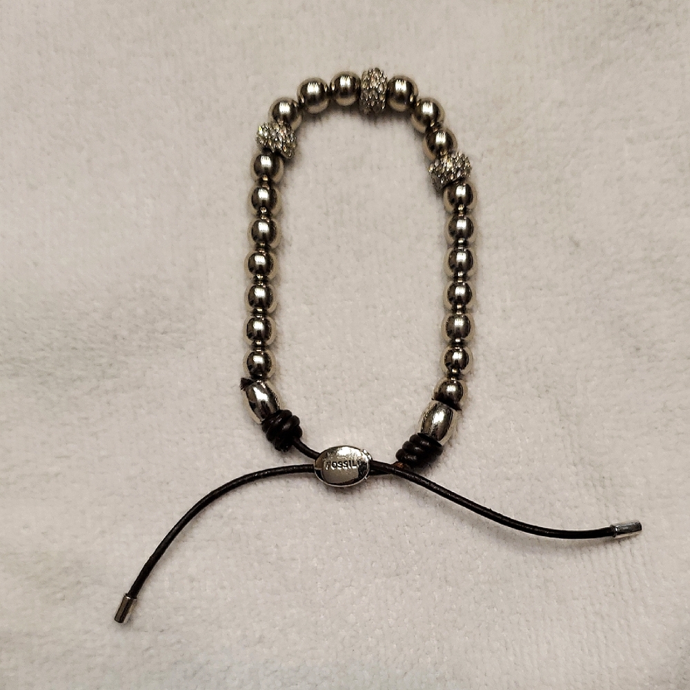 Fossil Silver Beaded Bracelet